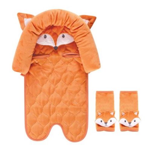 Hudson Baby Infant Boy Car Seat Insert And Strap Covers, Fox, One Size