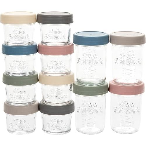 WeeSprout Glass Storage Jars 2022 (4 Ounce, 8 Ounce, Matte Variety)