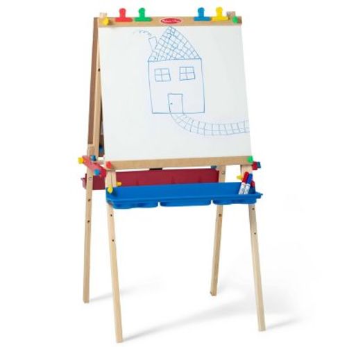 Melissa & Doug Deluxe Standing Art Easel - Dry-erase Board, Chalkboard, Paper Roller