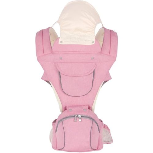 Baby Carrier 3-in-1 Ergonomic Infant Carrier Soft Baby Holder 3 to 36 Months,4 Season/All Seasons,Newborn to Toddler with Hood All Position Baby Hipseat (Pinks)