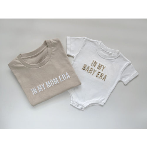 Embroidered "In My Mom Era" Matching Beige Mom and Toddler Sweatshirts and Baby Bodysuits, Mommy and Me Sweatshirts Pullovers Taylor Swift