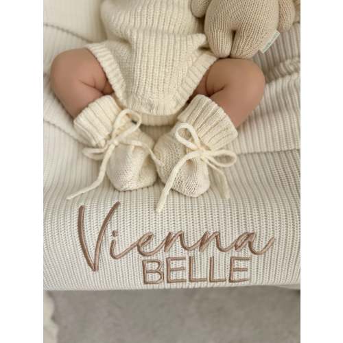 TEXTURED COTTON BOOTIES | IVORY
