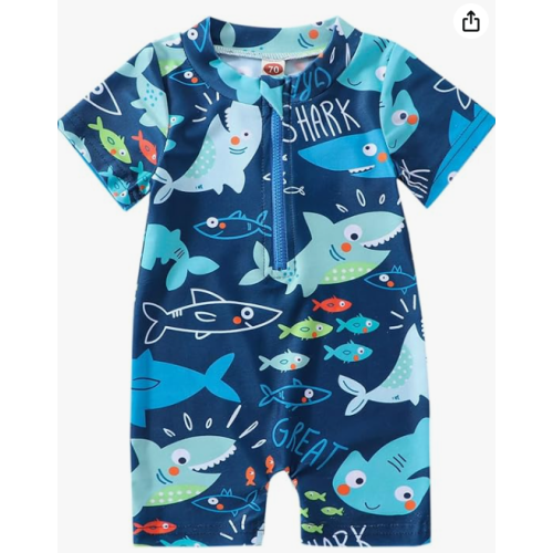 Infant Baby Boy Girl One Piece Swimsuit Rash Guard Shirt Bathing Suit Zip Up Swimwear