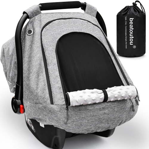 beatoutou, Baby Car Seat Cover, Waterproof, Windproof, Cozy, Gray, Fits Most Car Seats and Carriers