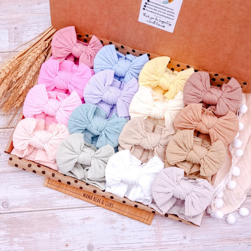 Baby Girl Headband & Bows | Soft Baby Headbands I Bow Bundle Hairband Hairbow | Baby Shower Gift | New Baby Gift | Baby Girl Gift Box