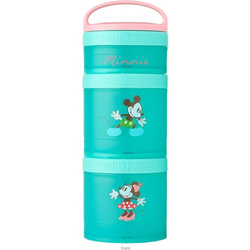 Whiskware Disney Stackable Snack Containers for Kids and Toddlers, 3 Stackable Snack Cups for School and Travel, Mickey and Minnie