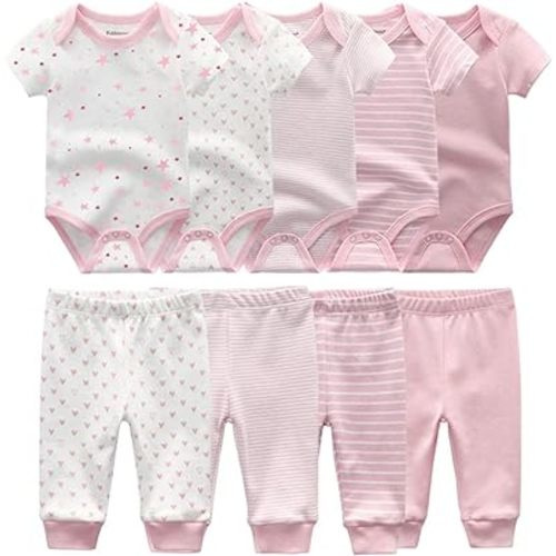Kiddiezoom Unisex Newborn Baby Short-Sleeve Bodysuit Baby Layette Essentials Giftset Clothing Set
