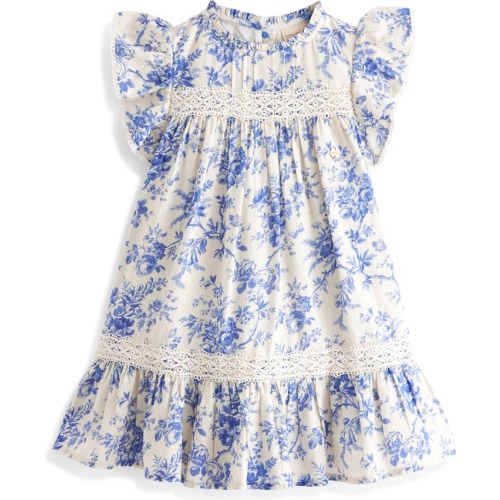 Baby & Little Kid Kids' Wild Meadow Floral Flutter Sleeve Cotton Dress, 3-6M, Ivory Lilac