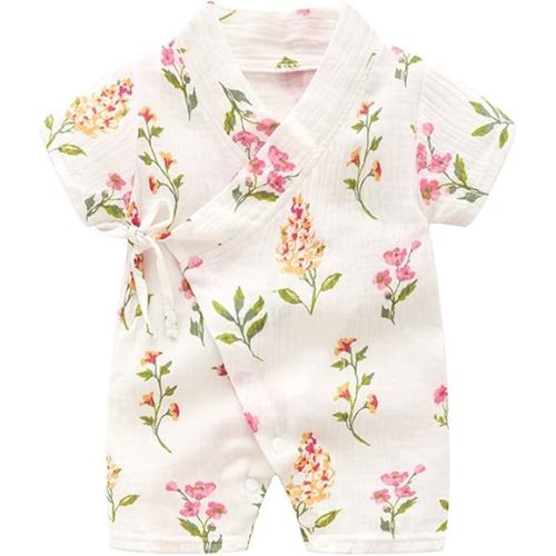 3 - 6 months flower PAUBOLI Kimono Robe Cotton Baby Romper