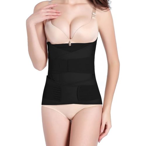 3 In 1 Postpartum Belly Band Wrap - Abdominal Binder Post Surgery C Section Compression Girdle Belt