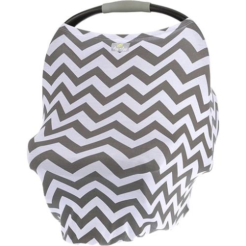 Itzy Ritzy 4-in-1 Nursing Cover, Car Seat Cover, Shopping Cart Cover & Infinity Scarf – Breathable, Multi-Use Nursing Cover Up for Breastfeeding, Carseat Canopy & Stroller Cover (Gray Chevron)