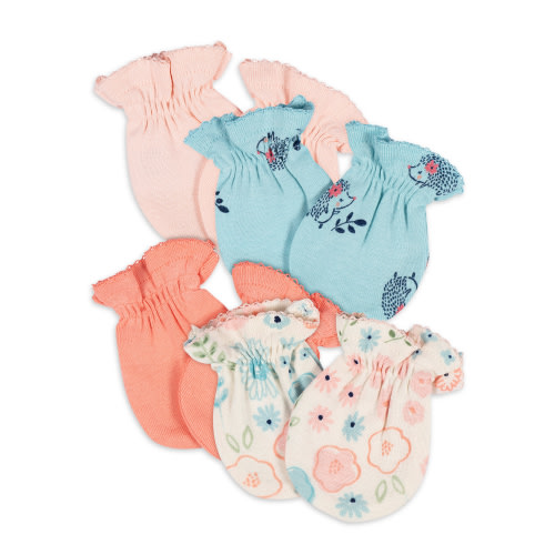 Gerber Baby Girl Mittens, 4-Pack, Sizes Newborn - 0/3 Months