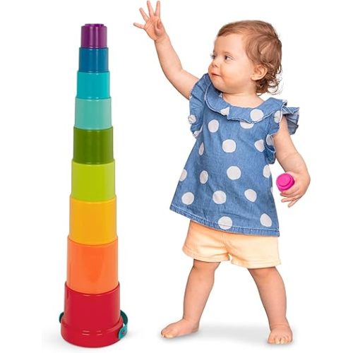 Battat – Stacking Toy – Educational & Dexterity Toy – Nesting Cup Playset – Water & Beach Toys – 18 Months + – Stack Up Cups, Medium, 10 pieces set