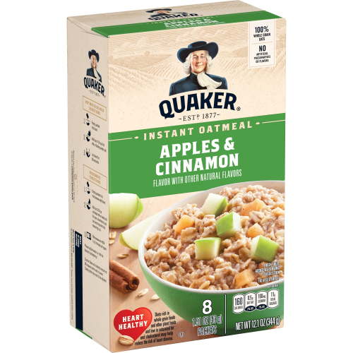 Quaker Instant Oatmeal, Apple & Cinnamon, 12.1 oz, 8 Packets