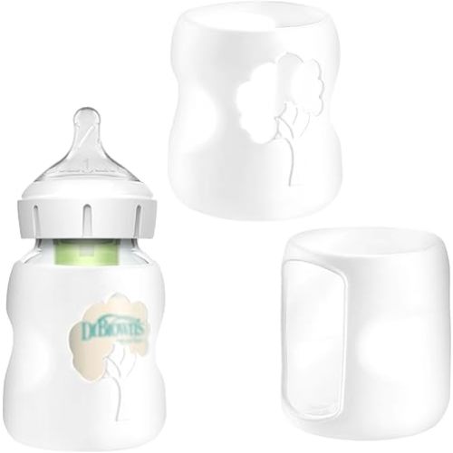 2 Pack Silicone Bottle Sleeves for Dr Browns Glass Baby Bottles 4 oz, Protection and Insulation, Glass Baby Bottle Sleeve Compatible with Dr Browns Wide Neck Bottles, Dishwasher Safe, BPA Free