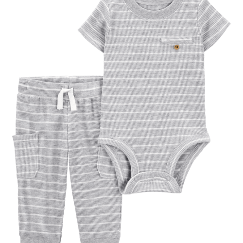 Heather Baby 2-Piece Striped Thermal Bodysuit Pant Set | Carter’s Oshkosh Canada