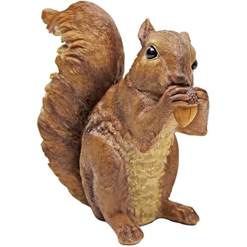 Design Toscano Scamper the Woodland Squirrel Outdoor Garden Statue, 7 Inch Tall, Cast Stone Resin, Brown Finish