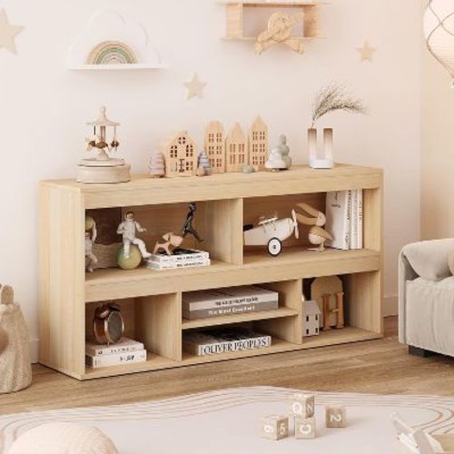 Toy Storage Organizer 6 Cubes, Kids Bookshelf Wooden Storage Cabinet Playhouse Shelves Cabinet, for Playroom, Classroom, Nursery, Kids Room, Bedroom