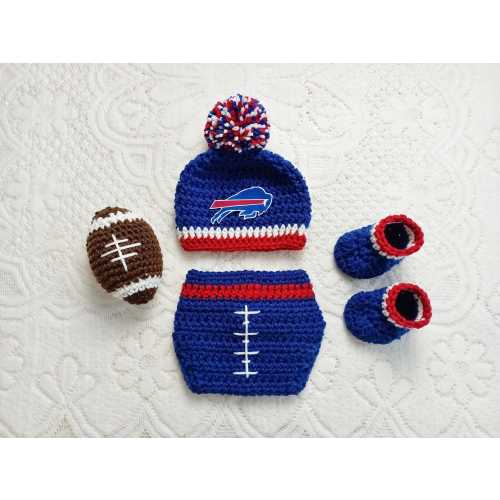 Football Baby Crochet Hat and Diaper Cover - Baby Photo Prop - Baby Shower Gift - Baby Football Hat - Baby Outfit - Avail in 0 to 6 Months