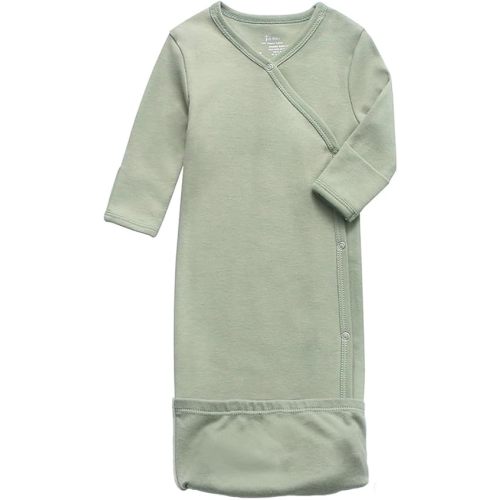 O2 BABY 100% Organic Cotton Kimono Gown with Mittens & Fold-Over Pouch