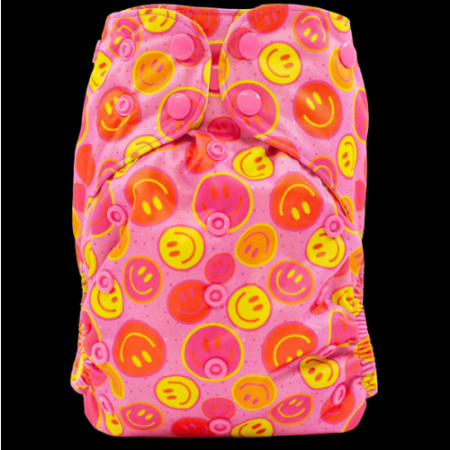 Colored AWJ - Flex Fit Pocket Cloth Diaper - Pink Smiles