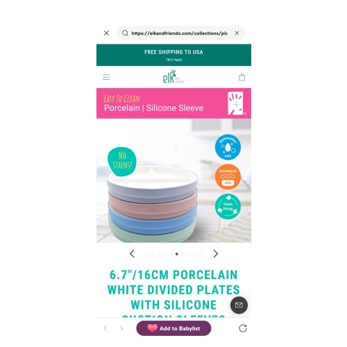 6.7"/16cm Porcelain White Divided Plates with Silicone Suction Sleeves