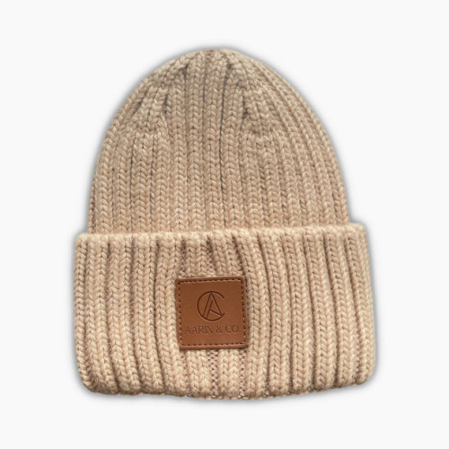 Aarin & Co. Satin Lined Ribbed Knit Beanies - Cashew, 0-6 M