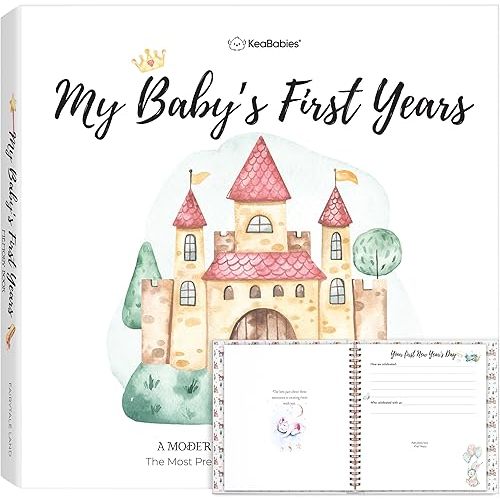 First 5 Years Baby Memory Book Girl, Boy - 90 Pages Hardcover First Year Milestone Keepsake Book, Newborn Scrapbook for New Parents, Minimalist Photo Album Journal,Gift for Baby Shower(Fairytale Land)