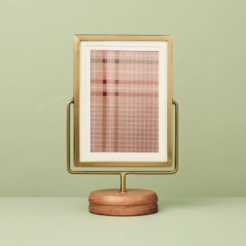 4"x6" Brass Frame on Wood Pedestal - Hearth & Hand™ with Magnolia