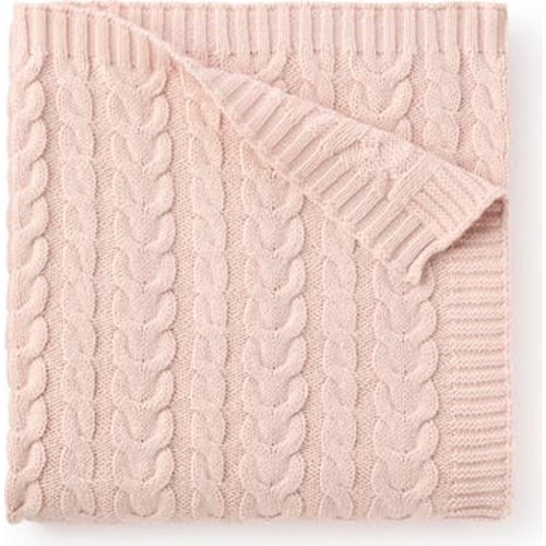 Horseshoe Cable Knit Cotton Blanket