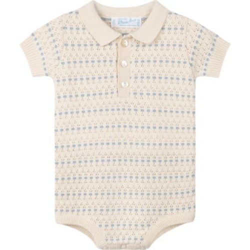 Floral Jacquard Pointelle Knit Cotton Polo Bodysuit