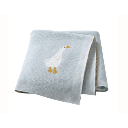 Goose Knitted Blanket in Color: Blue