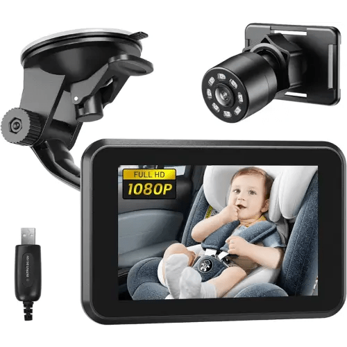 Itomoro Baby Car Camera USB Plug, 4.3" HD Night Vision Car Baby Monitor with Camera, Safety Seat Baby Car Mirror for Rear Facing 5 Mins Easy Installation