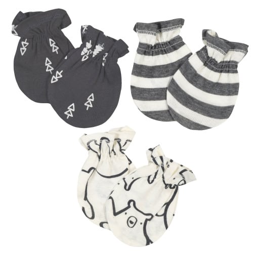 3-Pack Baby Boys Bear No Scratch Mittens