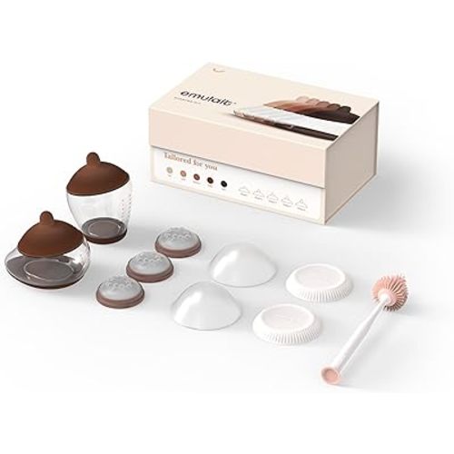 Baby Bottle Starter Kit Includes 2 Bottles 2 Nipples 2 Caps 2 Lids 3 Flow System Cleaning Brush - Shape 5 - Deep