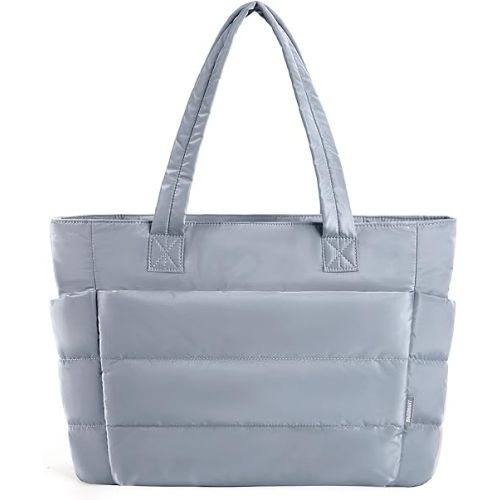 BAGSMART Tote Bag for Women, Lightweight Puffy Tote Bag with Compartments, Quilted Shoulder Bag Handbag for Travel, Work