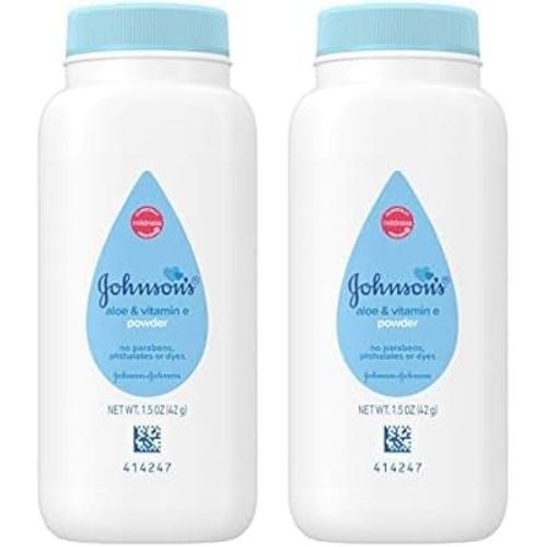 Johnson's Baby Naturally Derived Cornstarch Baby Powder with Aloe and Vitamin E for Delicate Skin, Hypoallergenic and Free of Parabens, Phthalates, and Dyes for Gentle Baby Skin Care, 1.5 oz