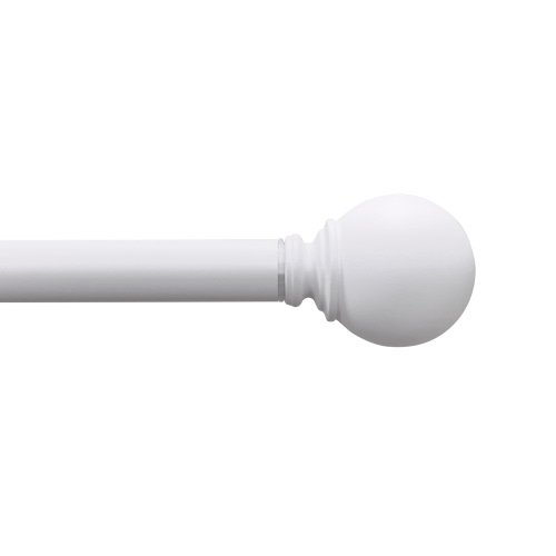 Mainstays 1" Ball Single Curtain Rod, White, 30-84"