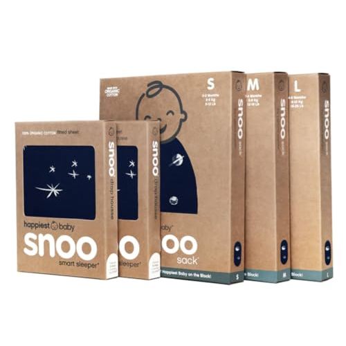 Happiest Baby The Big Bundle 100% Organic Cotton - Includes 3 SNOO Sacks and 2 SNOO Bassinet Fitted Sheets (Midnight)