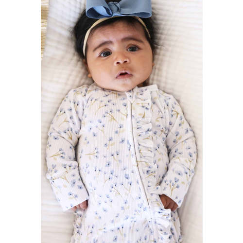 Blake's Blooms Bamboo Waffle Ruffle Zipper Footie