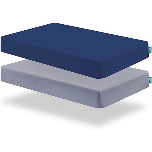 Biloban Baby Crib Sheet 2 Pack (28 x 52in), Ultra Soft Crib Sheets Fitted for Standard Crib Mattress, Crib Sheet Set for Boys or Girls, Machine Washable, Microfiber, Gray and Blue