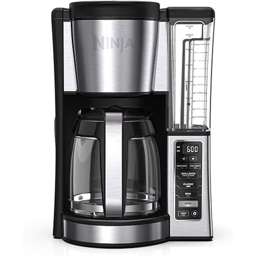 Ninja 12-Cup Programmable Coffee Brewer, 2 Brew Styles, Adjustable Warm Plate, 60oz Water Reservoir, Delay Brew - Black/Stainless Steel