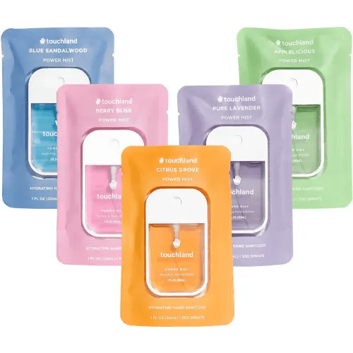 Touchland Power Mist Hydrating Hand Sanitizer Spray, TOP 5 Set (Applelicious, Sandalwood, Lavender, Berry, Citrus), 1 FL. OZ. Travel Size (Set of 5)