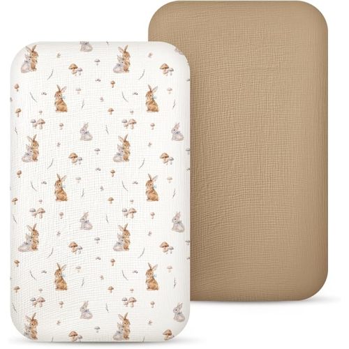 lulumoon Baby Bassinet Sheets Muslin: Cotton Bedside Bassinet Sheets Floral for Girls - Fitted for Bedside Sleeper Mattress