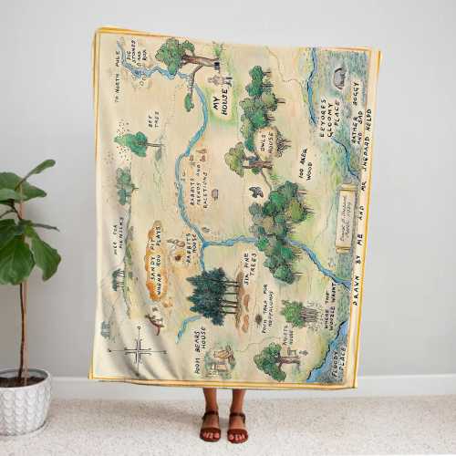 Hundred Acre Wood Blanket Fantasy Map Winnie The Pooh Blanket for Kids, Winnie Baby Blanket Winnie Pooh Blanket, Blanket Winnie The Pooh