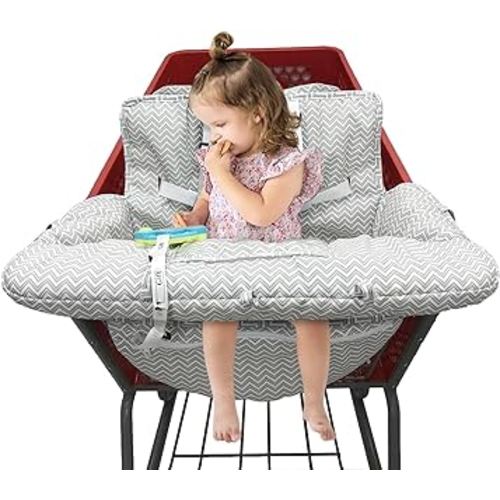 PandaEar Shopping Cart Cover for Baby, 2-in-1 Grocery Cart Seat Cover & Baby Highchair Cover for Infant, Toddler -Grey