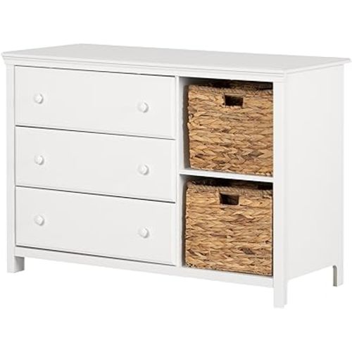 South Shore Cotton Candy 3-Drawer Dresser with Baskets, Pure White