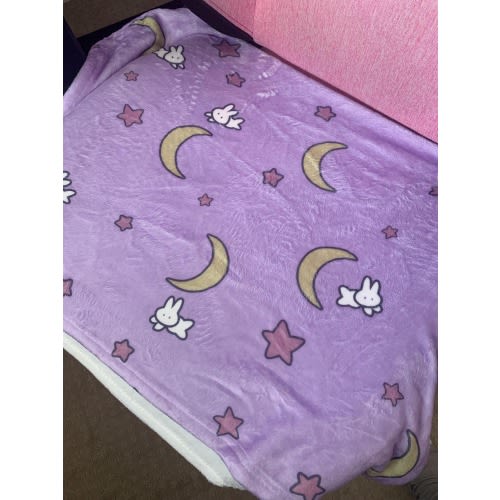 Usagi's Dream Fleece Blanket - Cute Pastel Kei Bunny Bedspread - Moon and Stars Print - Great for Gifts - MADE TO ORDER