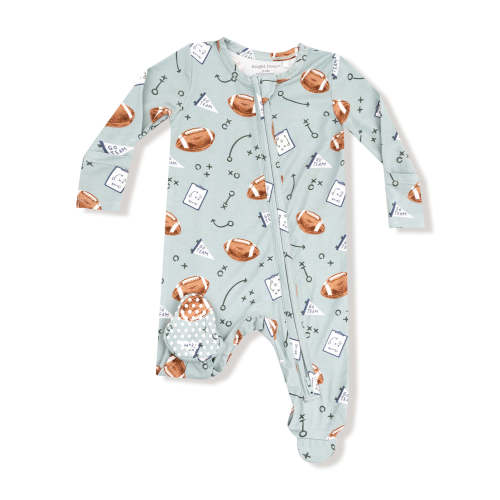 2-Way Zip Footie Touchdown Time Grey 3-6 Months