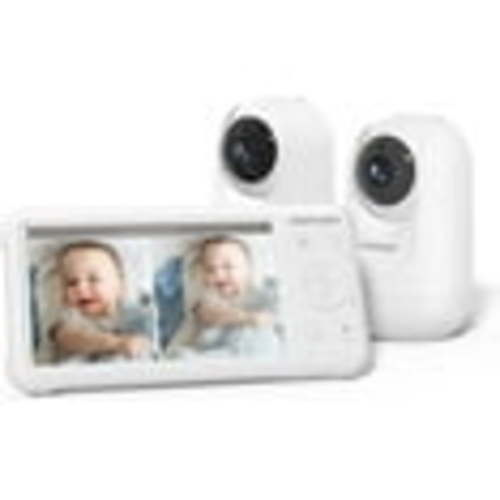Momcozy Baby Monitor with 2 Cameras 5’’ 1080P Split Screen Video Baby Monitor with Camera and Audio no WiFi for Baby Safety 5000mAh Battery Infrared Night Vision 2-Way Audio 960ft Range Ideal Gift